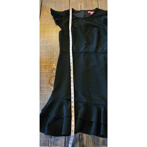 Betsey Johnson Womens Dress 2 Black Ruffle Layer Hem Flutter Sleeve Stretch Mini - Picture 11 of 11